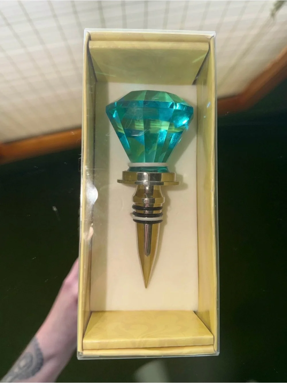 Mango Teal Crystal Bottle Stopper